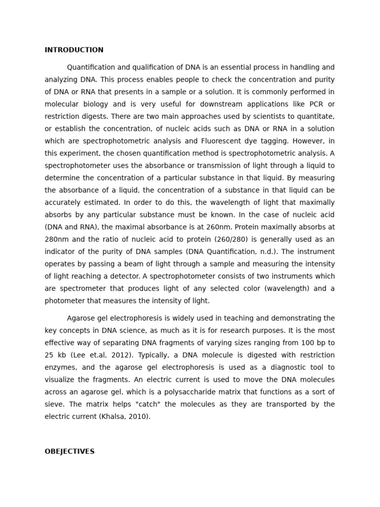 DNA Quantification | PDF