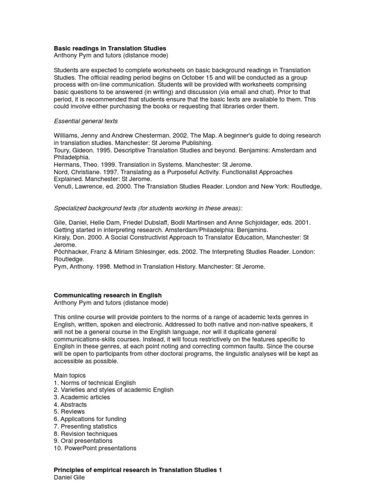 Essentials of Translation Studies | PDF | Translations | Field Research