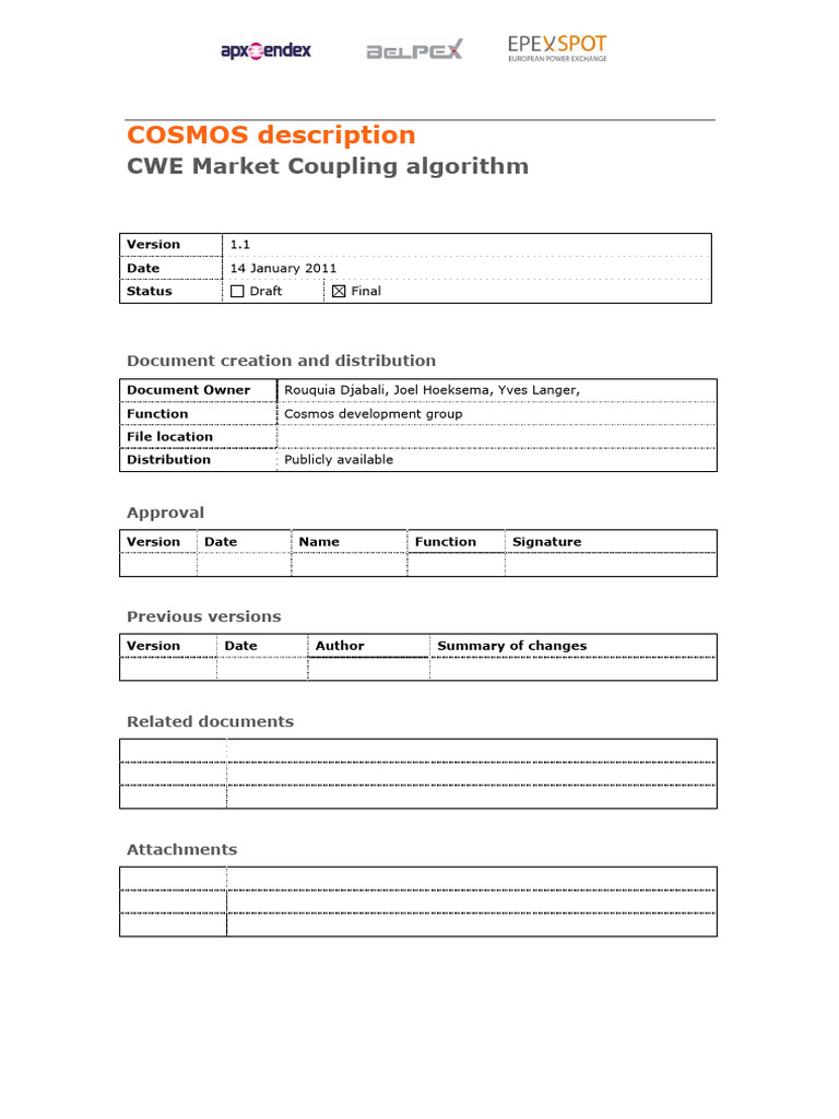 COSMOS Market Coupling Algorithm Overview | PDF | Mathematical ...