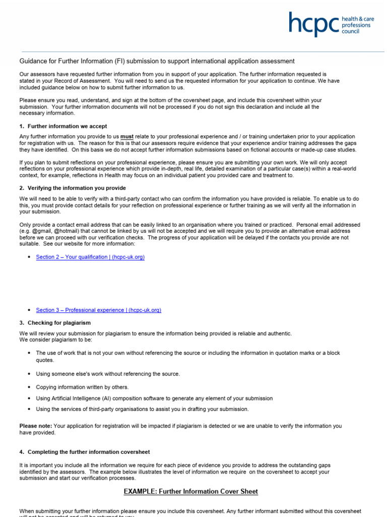 Guidance For Further Information Submission PDF Plagiarism