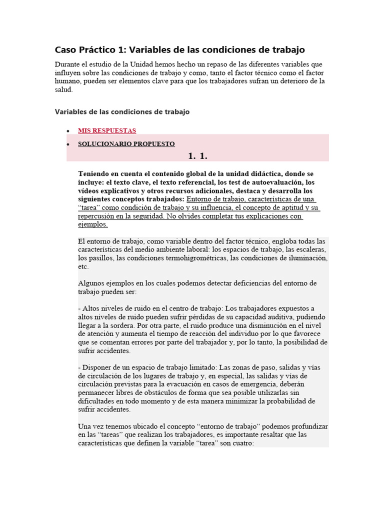 Análisis de Condiciones Laborales y Riesgos | PDF | Contaminación ...