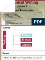 Lecture 8 - Technical Writing - Business Communications - Memo - E-Mail
