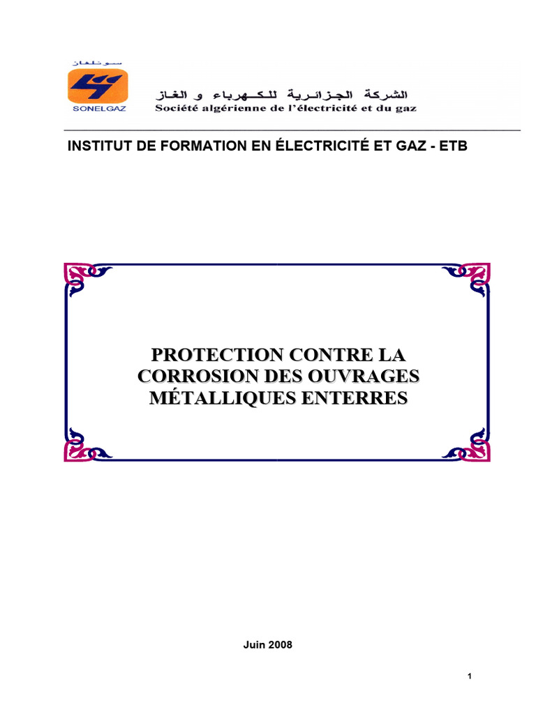 Réalisation Pratique de La Protection Cathodique Des Ouvrages Enterrés ...