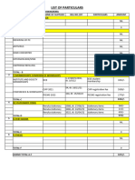 List of Contingency Particulars