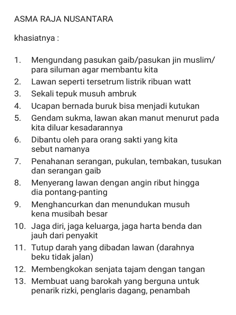 Ilmu Asma Raja Nusantara | PDF