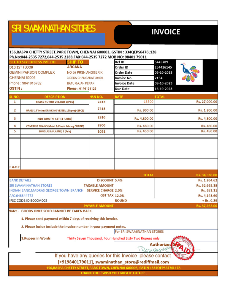 Sky Express GST Invoice Details | PDF | Invoice | Public Finance