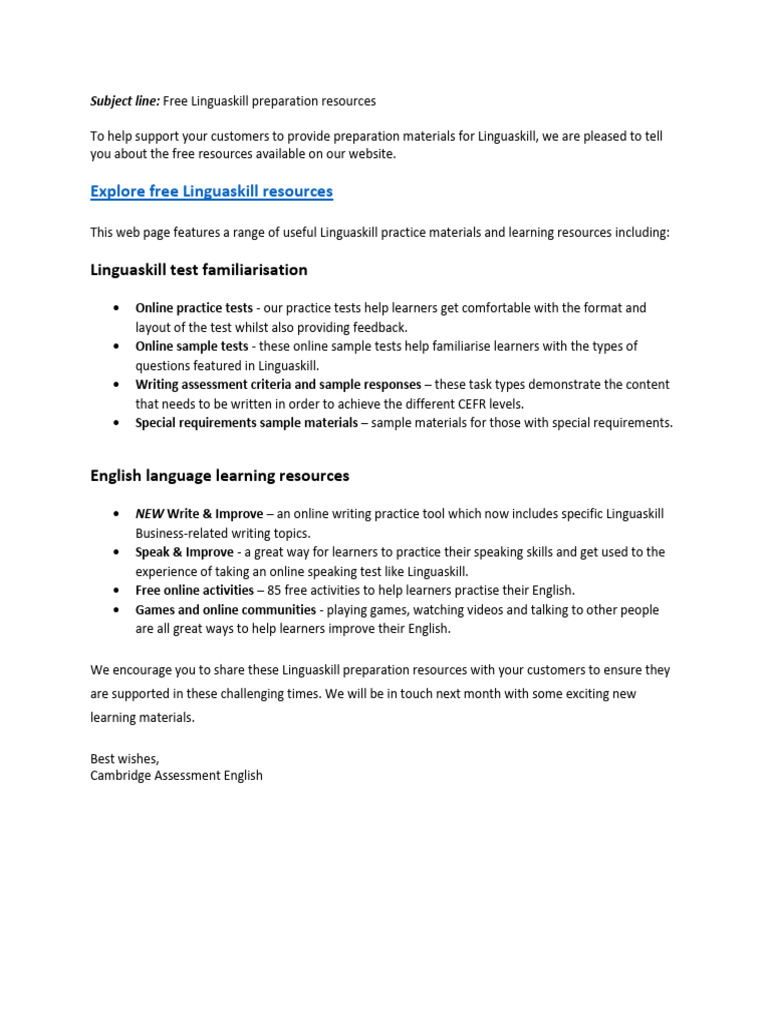 Free Linguaskill Preparation Resources To Share With Channel Partners ...