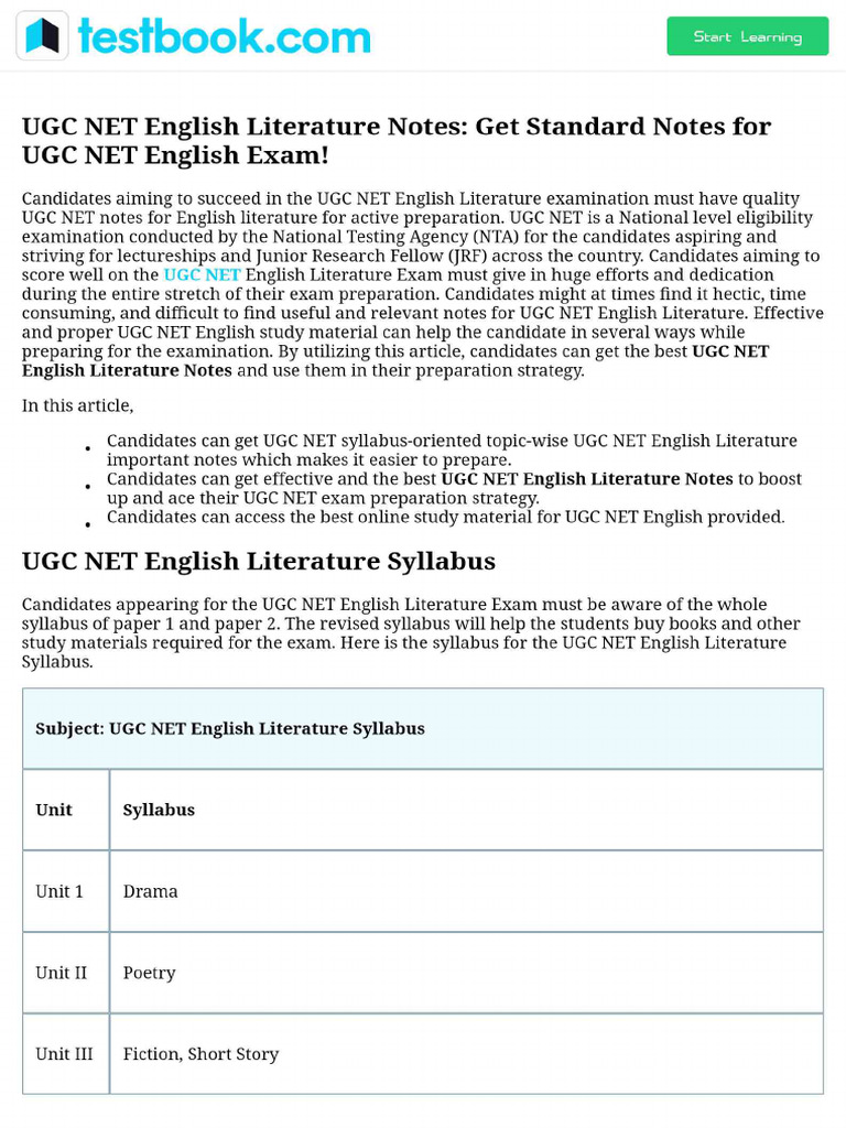 UGC NET English Literature Notes - Get Standard Notes For UGC NET ...