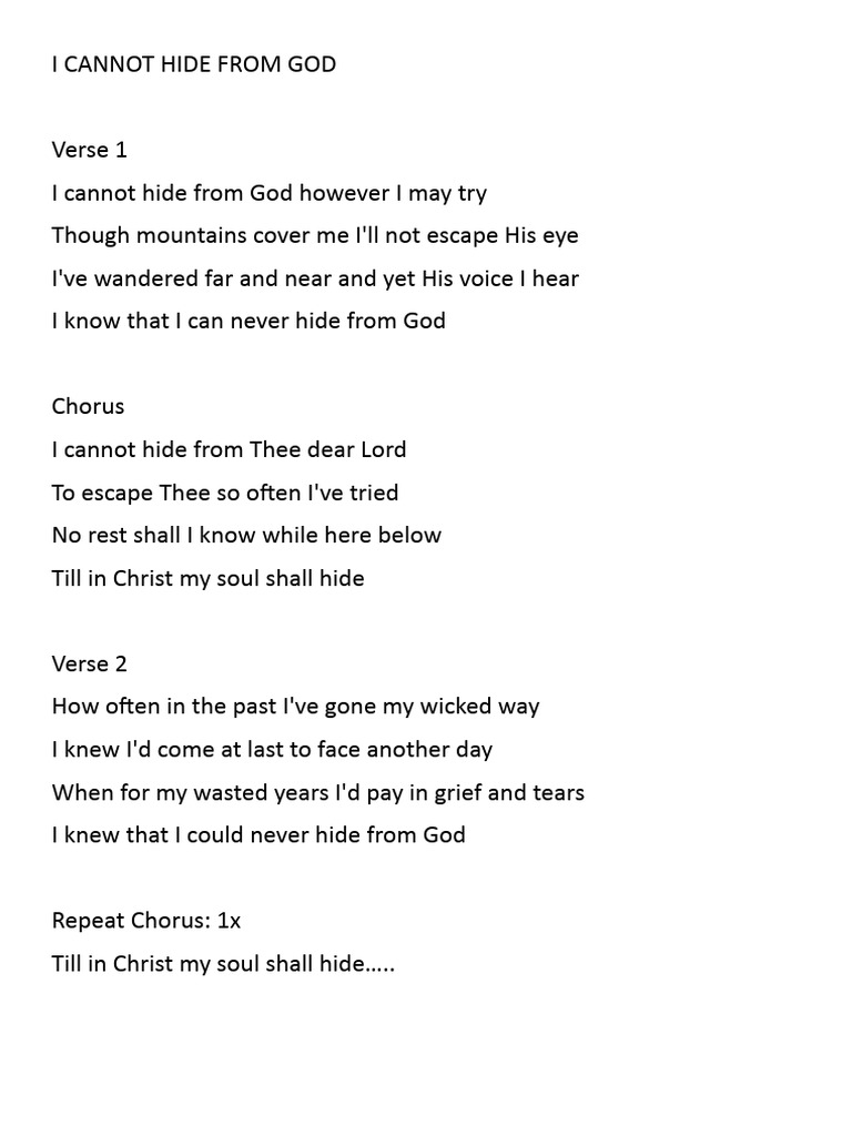 I Cannot Hide From God | PDF | Religion & Spirituality