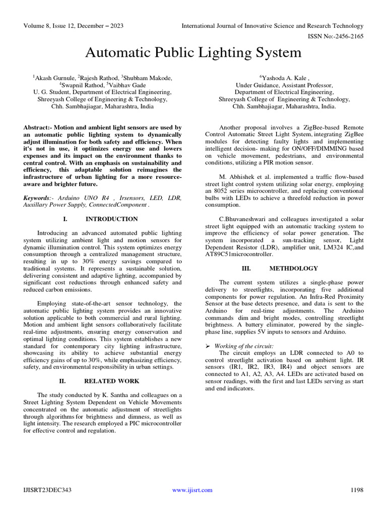 Automatic Public Lighting System Design | PDF | Lighting | Light ...