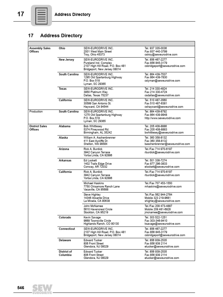 SEW-EURODRIVE Address Directory | PDF