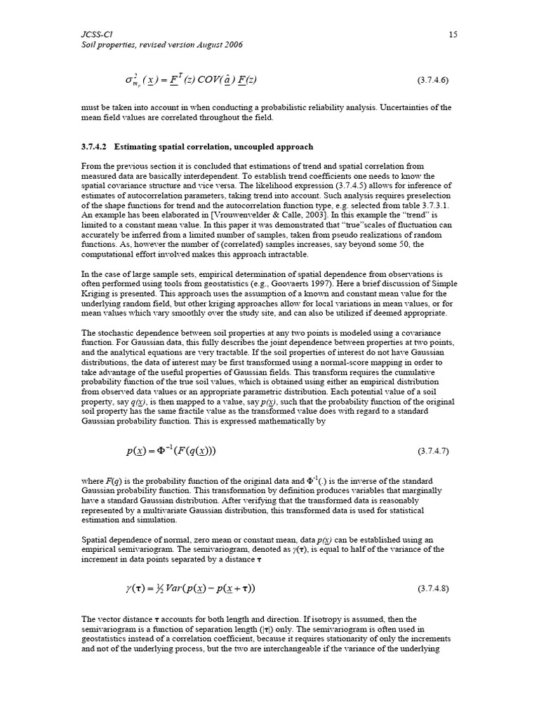 Soil Properties and Spatial Correlation Analysis | PDF
