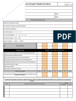 Check List Liberação de Trabalho em Altura