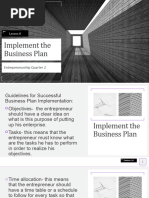 Implement The Business Plan