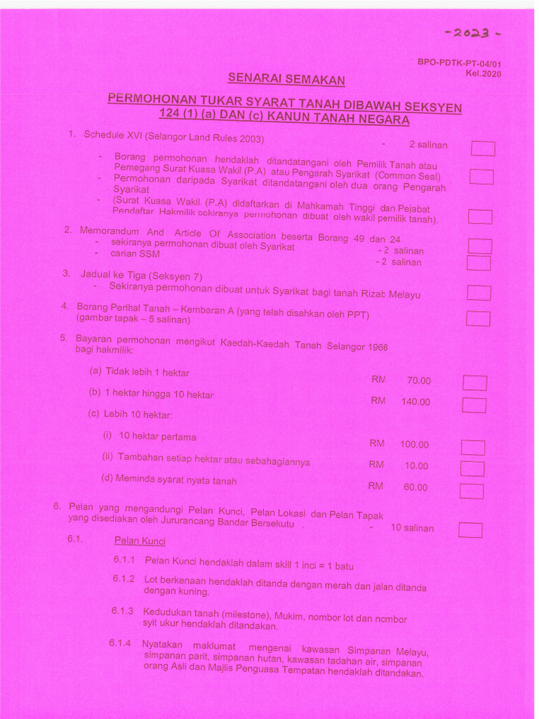 CHECKLIST TUKAR SYARAT 2023 PDF