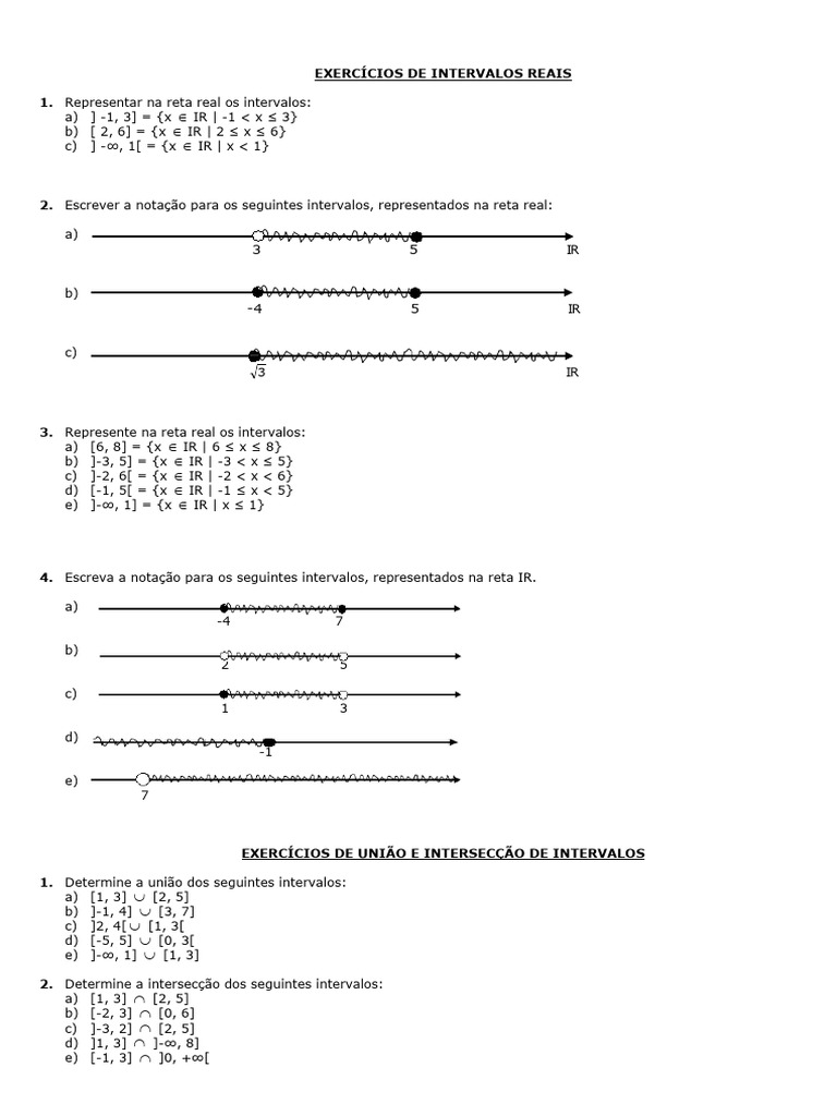 Lista De Exercicios Intervalo Reais 2012 1 Pdf Análise Real