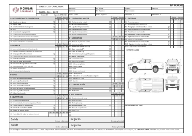 Check List Vehicular Completo | PDF | Vehículos | Vehículo de motor