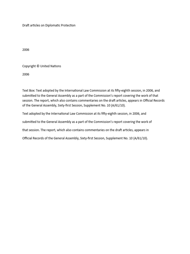 Draft Articles On Diplomatic Protection Word | PDF | Law