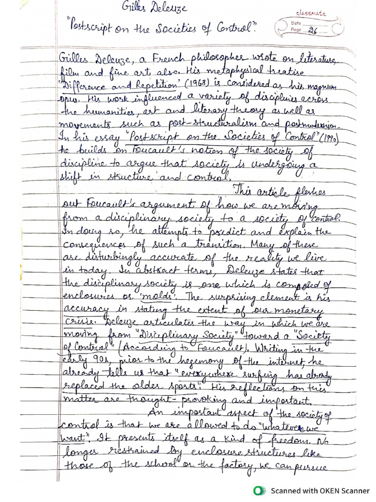 Postscript on the Socities of Control PDF