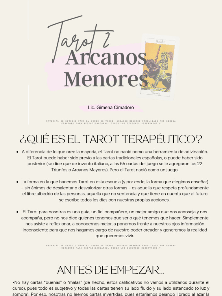 Significado de los Arcanos Menores | PDF | Tarot | Mente