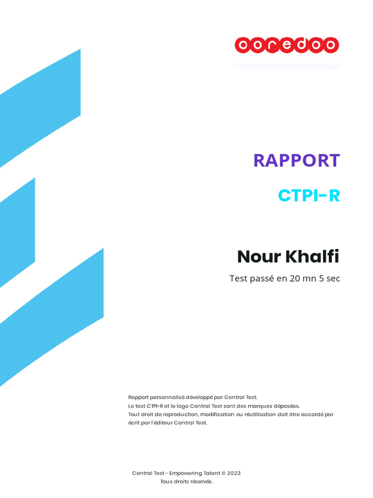 Rapport sur le Test CTPI-R de Nour Khalfi | PDF | Business | Émotions