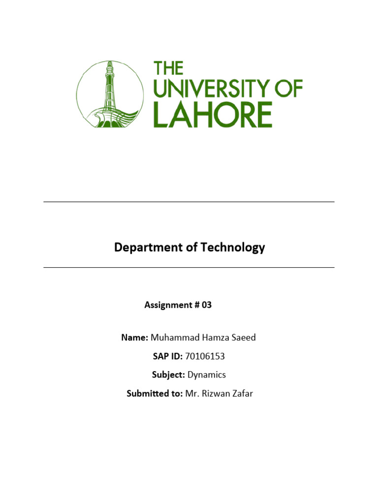 Assignment 03 dynamics pdf belt mechanical mechanics