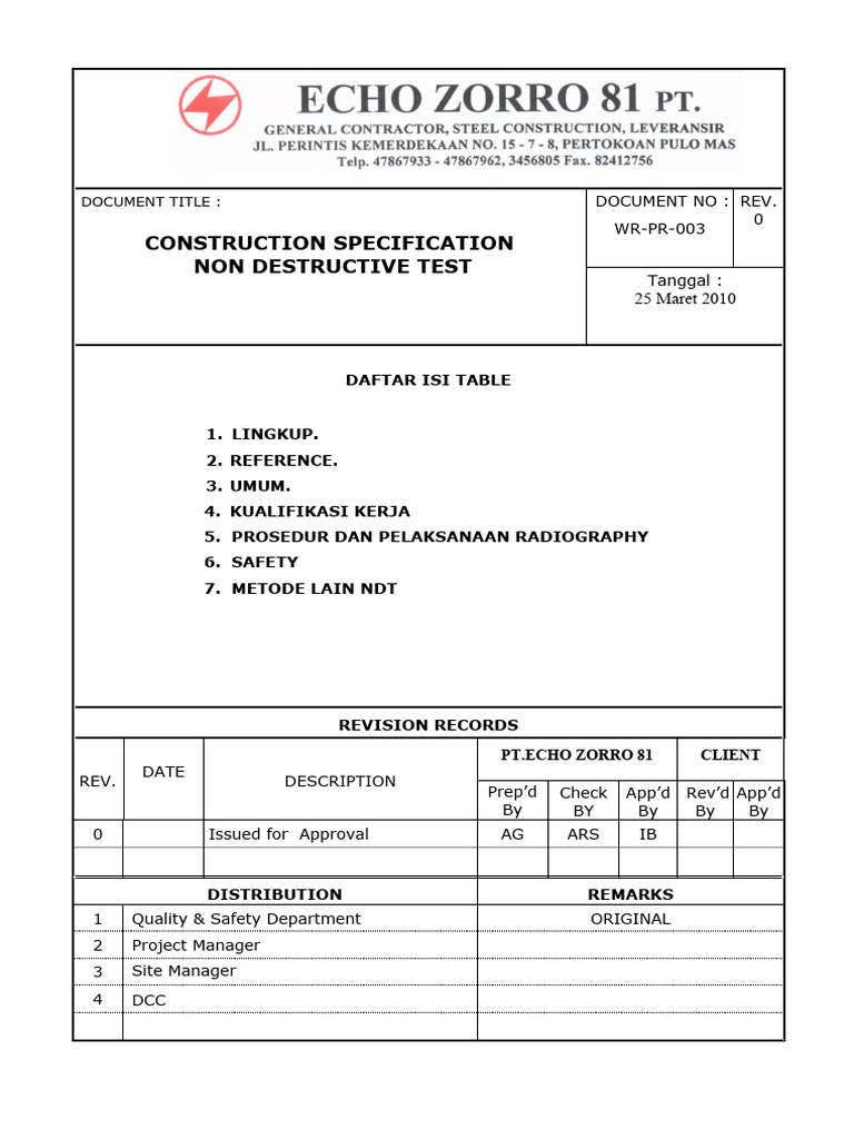 NDT Specification for Gas Piping | PDF | Nondestructive Testing ...