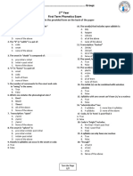 Phonetics Exam-2nd Year