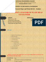 Performance Analysis of Plate Heat Exchanger: 19ME73C - Research Paper and Patent Review - Seminar