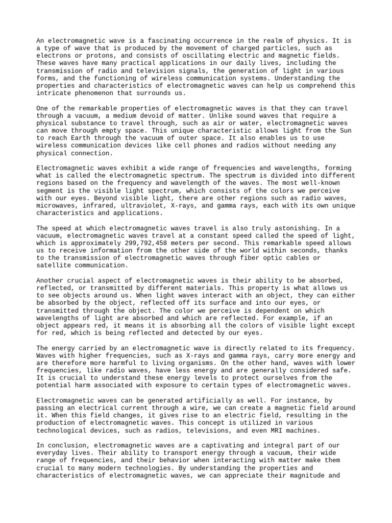 Electromagnetic Wave Pdf Electromagnetic Spectrum Electromagnetic