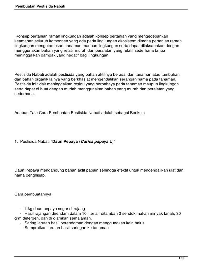 Pembuatan Pestisida Nabati Pdf