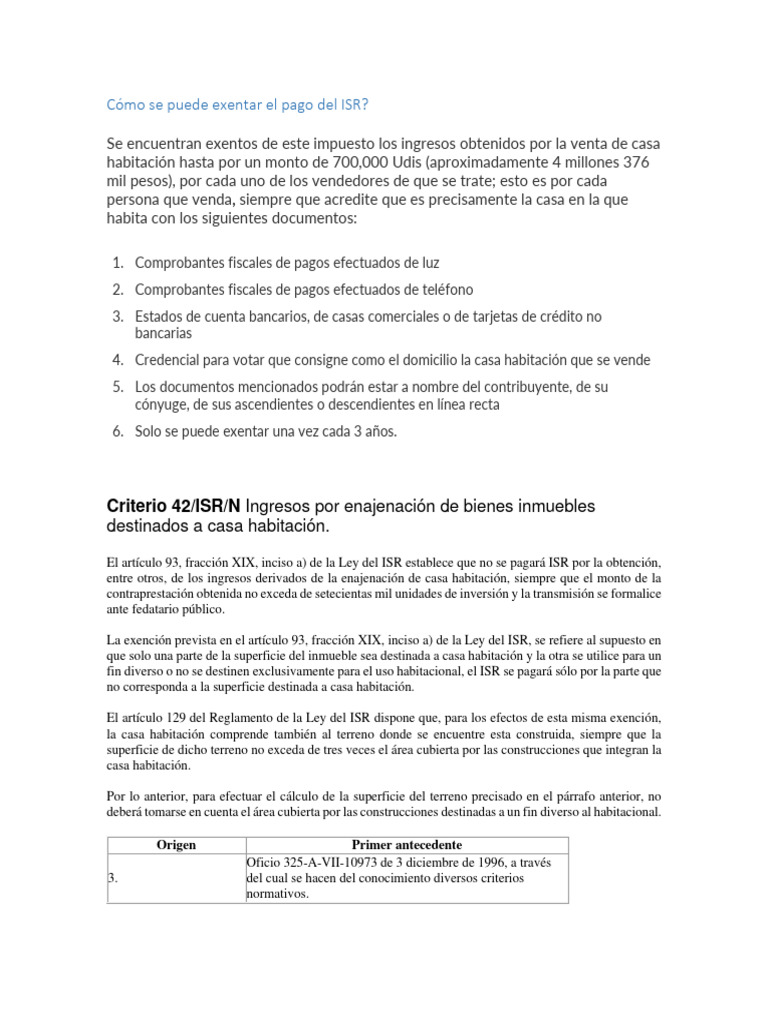 Exentar El Pago Del ISR VENTA CASA HABITACION PDF Factura