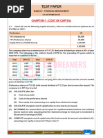 Test Paper: Chapter-1: Cost of Capital