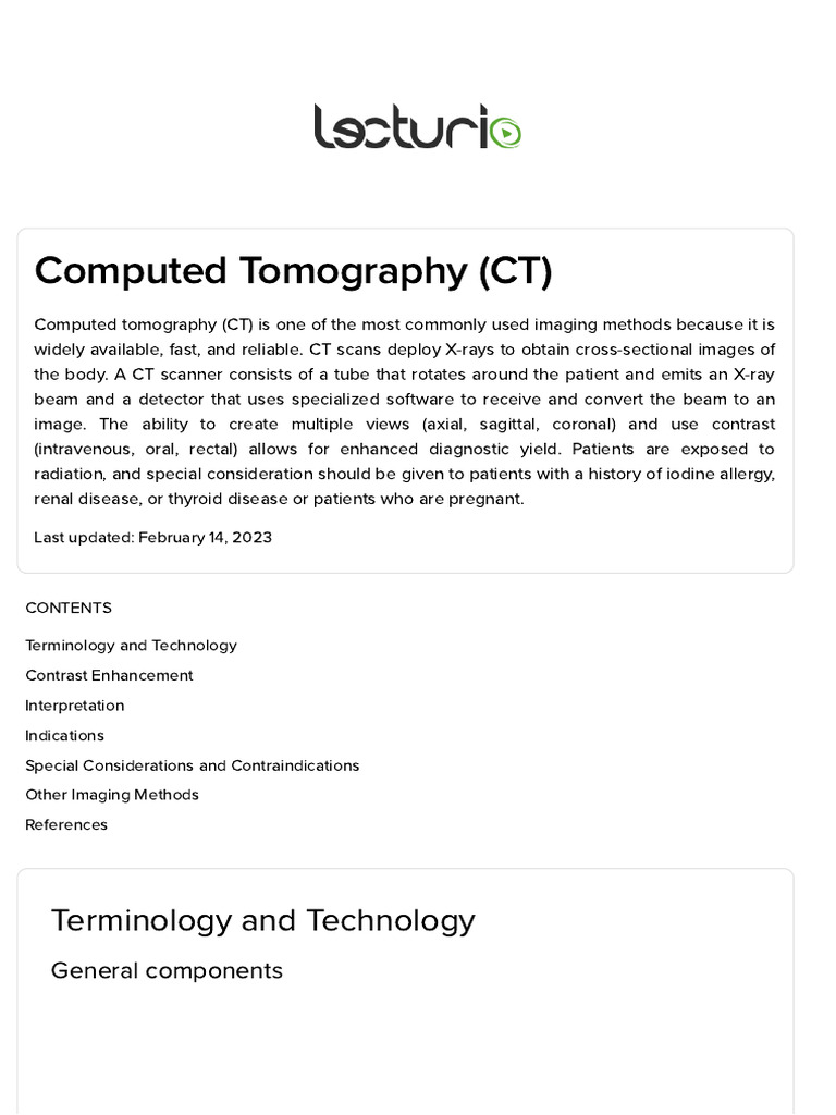 Computed Tomography Ct Pdf Ct Scan X Ray