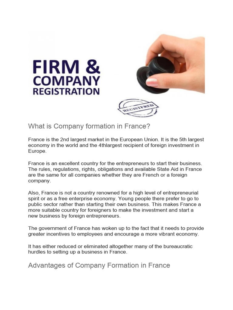 Company Registration France | PDF | Joint Stock Company | Limited Liability