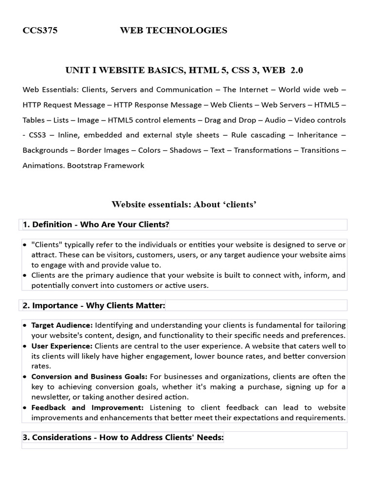 Website Basics: HTML5, CSS3, Servers | PDF | World Wide Web | Internet ...