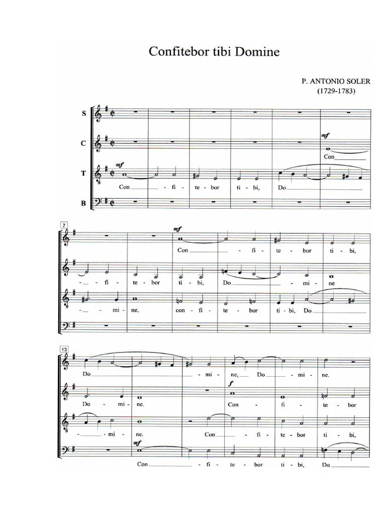CONFITEBOR TIBI DOMINE (Antonio Soler) | PDF