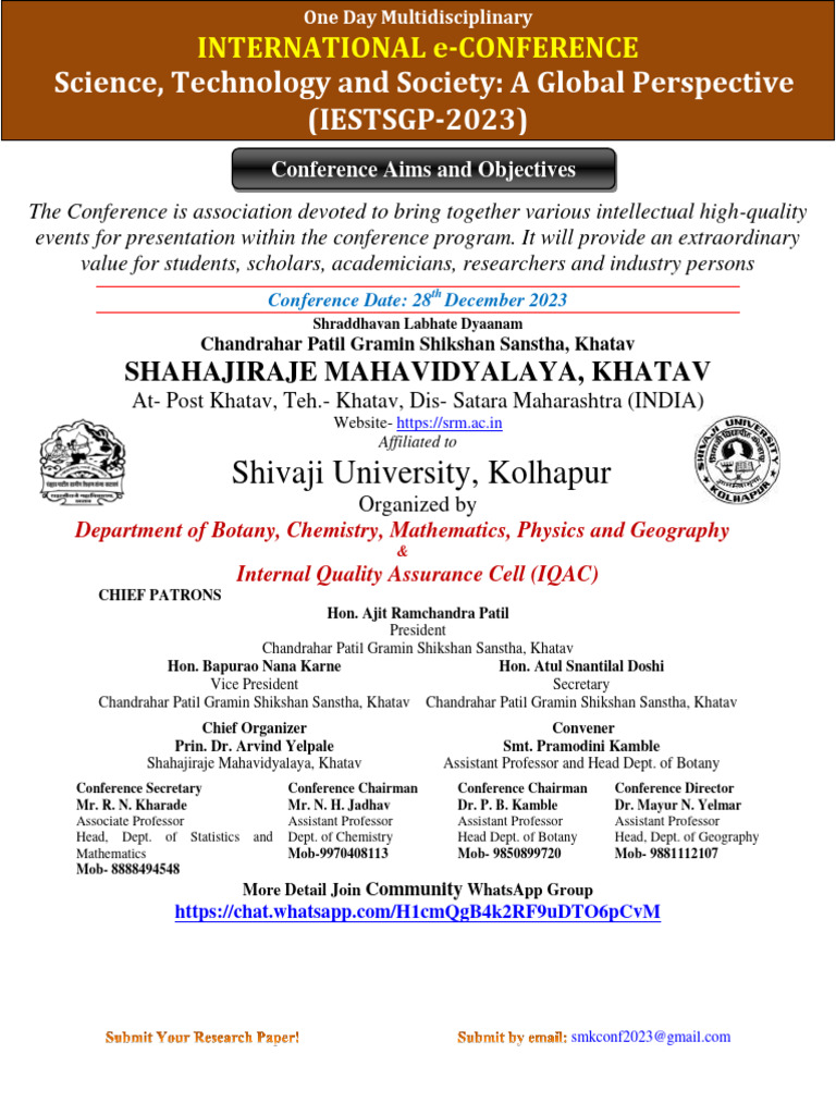 Brochure Shahajiraje Mahavidyalaya Khatav... - 1 | PDF | Renewable ...