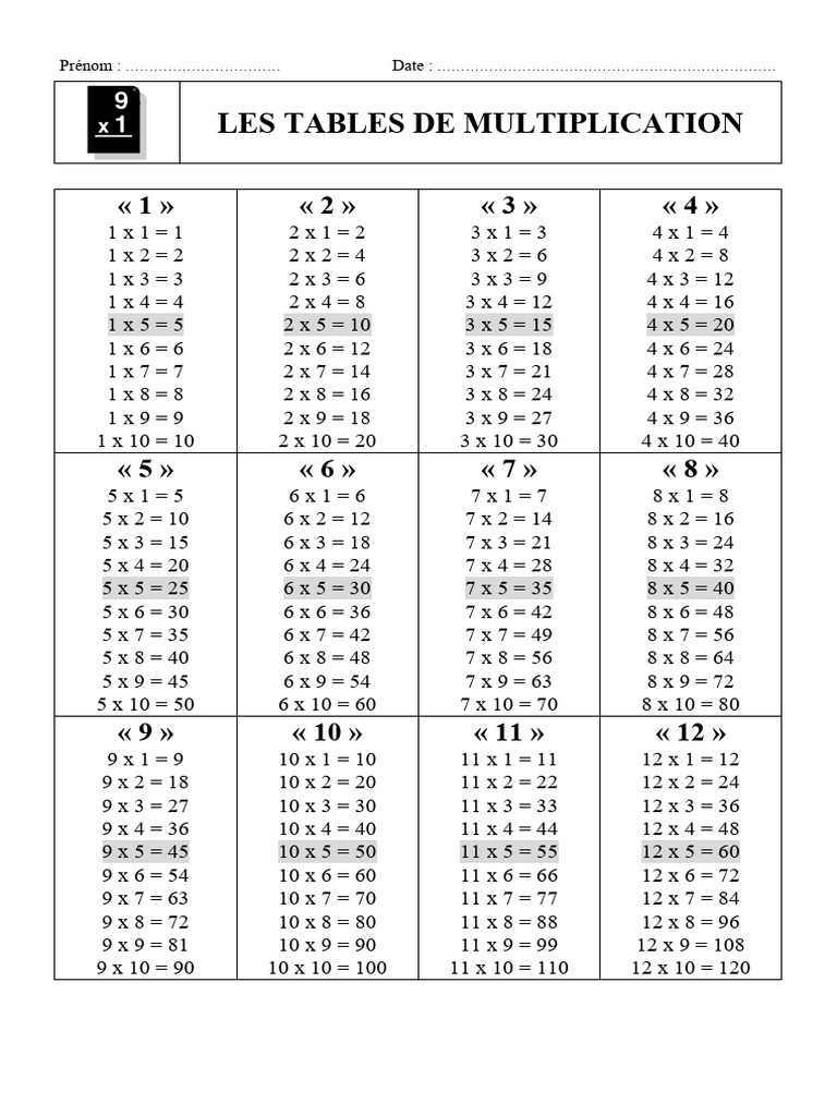 Multi Tables 01 | PDF