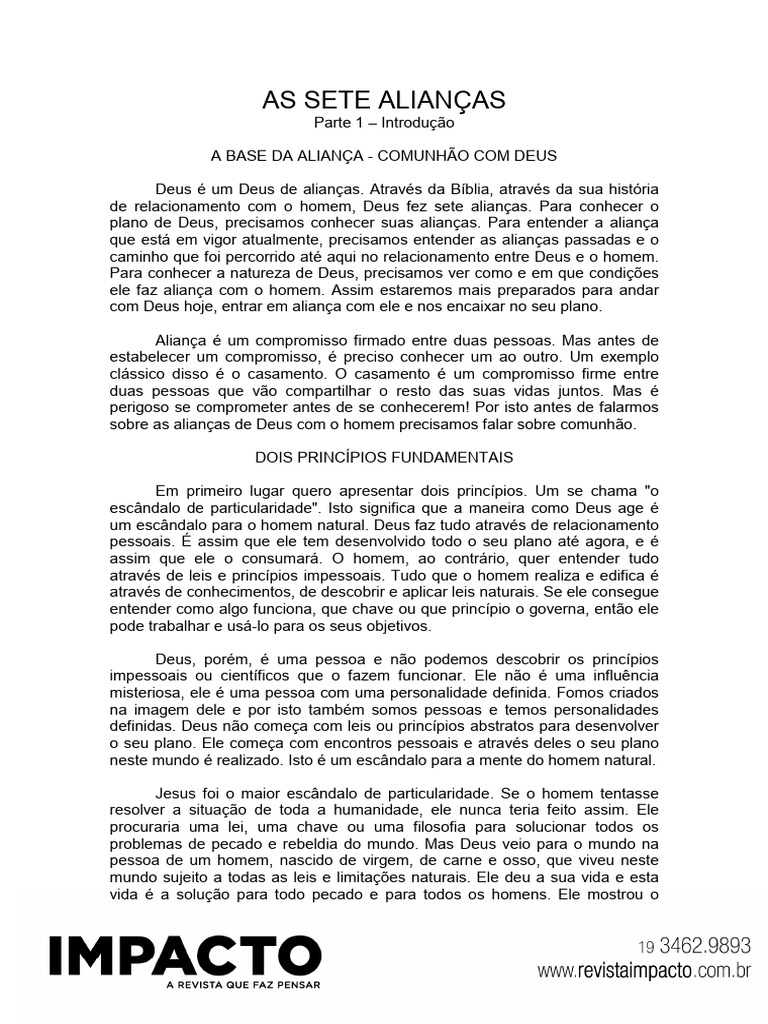 Sete Alianças de Deus com o Homem | PDF | Raciocínio dedutivo | Deus