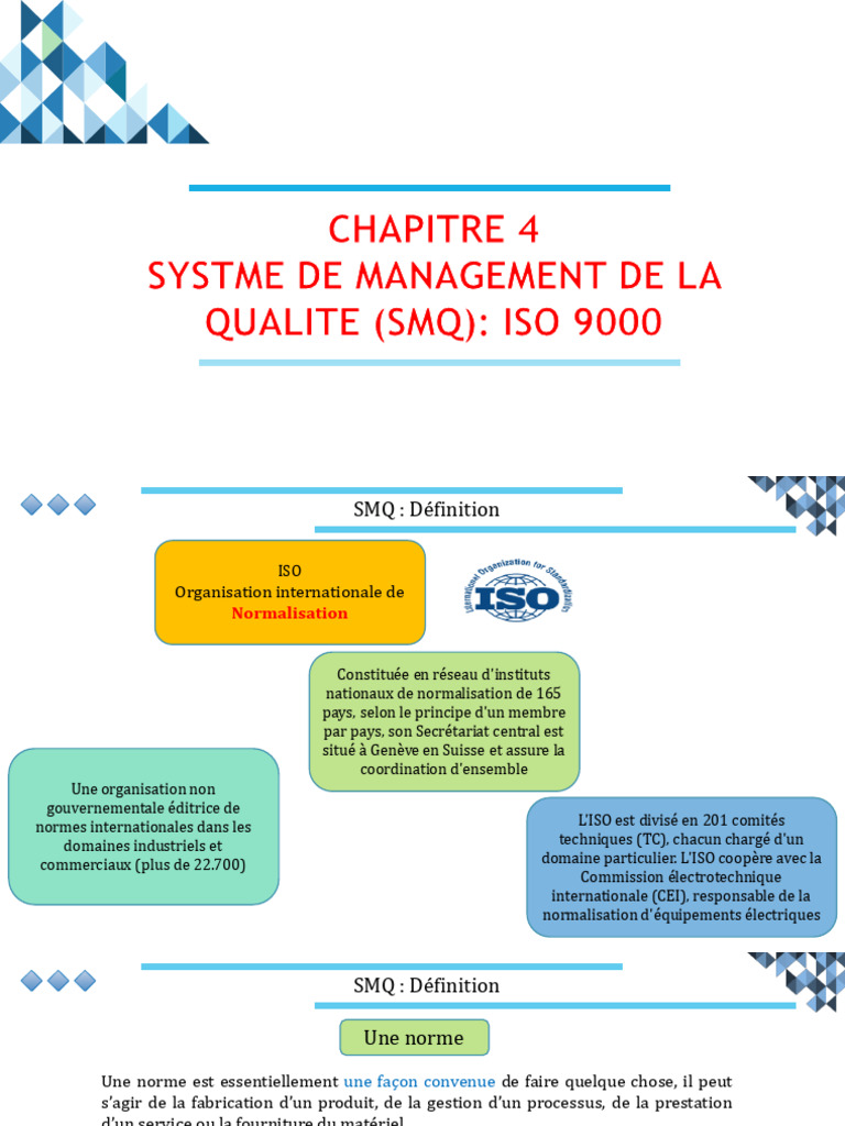 Définition et normes du SMQ ISO 9001 | PDF | Système de management de ...