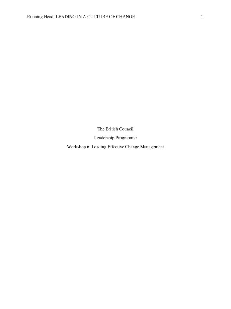 Leading in a culture of change pdf