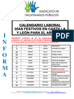 INFORMA CALENDARIO DE FIESTAS LABORALES 2024 Doc Y LOTERÃ A DE