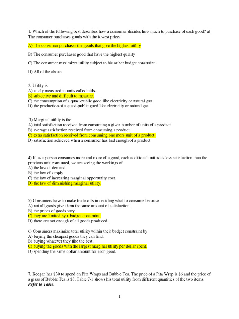 Consumer Utility Maximization Explained | PDF | Utility | Goods