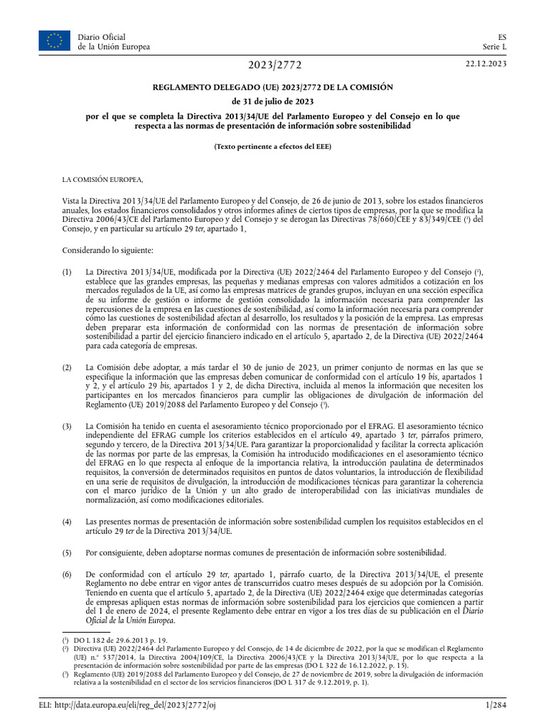 Normas Europeas de Información Sobre Sostenibilidad (NEIS) | PDF