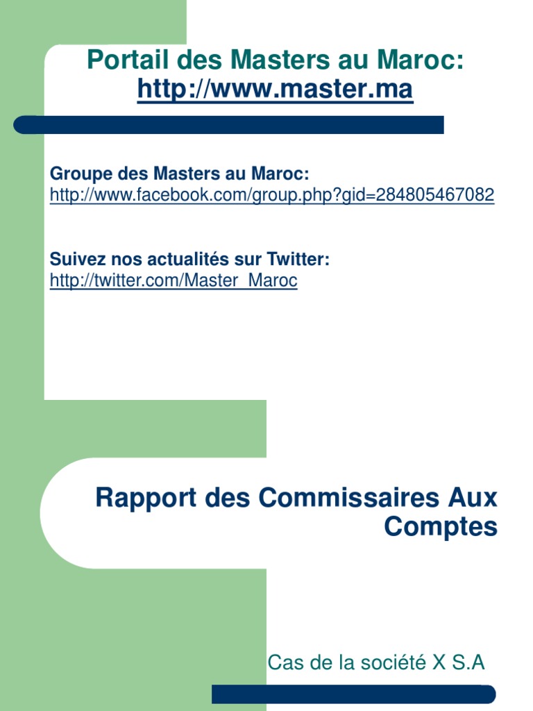Rapport De Stage Commissariat Aux Comptes Pdf