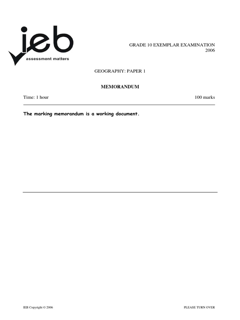 Exam A Paper 1 IEB Memo2 | PDF