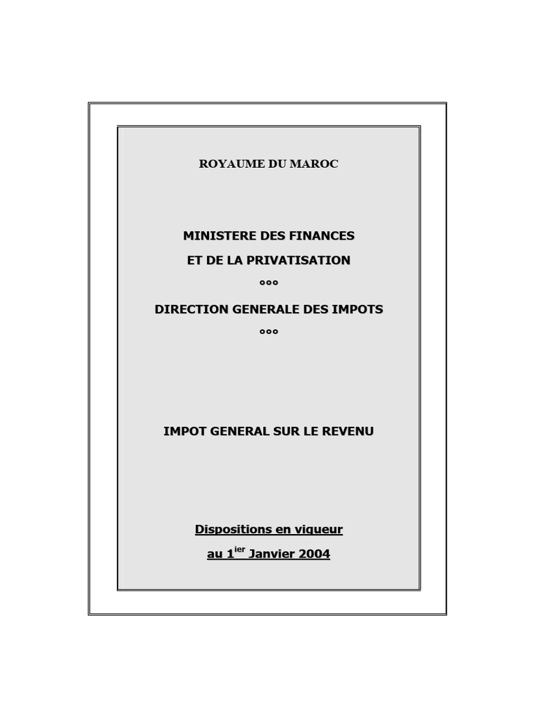 Impôt Général sur le Revenu au Maroc | PDF