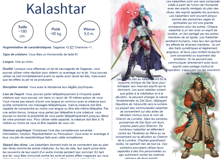 Race des Kalashtars dans Eberron | PDF