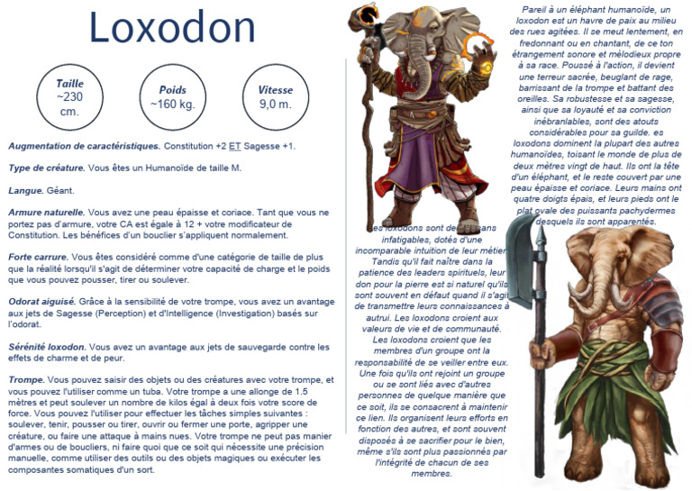 Caractéristiques des Loxodons en D&D | PDF